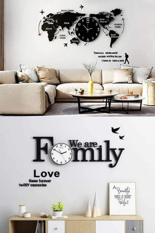 Combo OFFER: World Map Wooden Wall Art + Family Wooden Wall Art