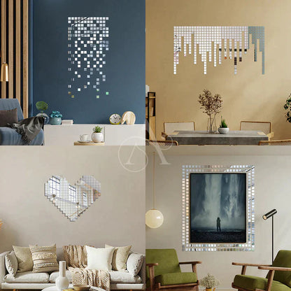 Acrylic Mini Square Mirror Wall Stickers