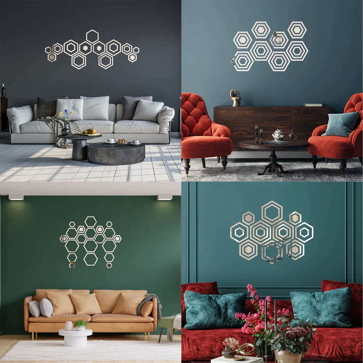 Acrylic Hexagon Ring Mirror Wall Stickers