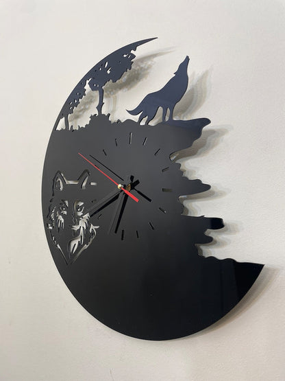 Black Wolf Acrylic-Like-Glass Wall Clock