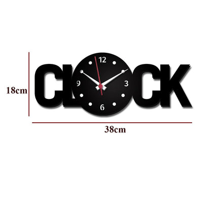 CLOCK Text Shape 3D Wall Clock