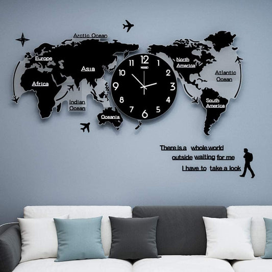 World Map Stylish 3D Wall Clock For Home Decor Living Room Bed Room Office Unique Clock Best Gift Item Best For Wall Decor