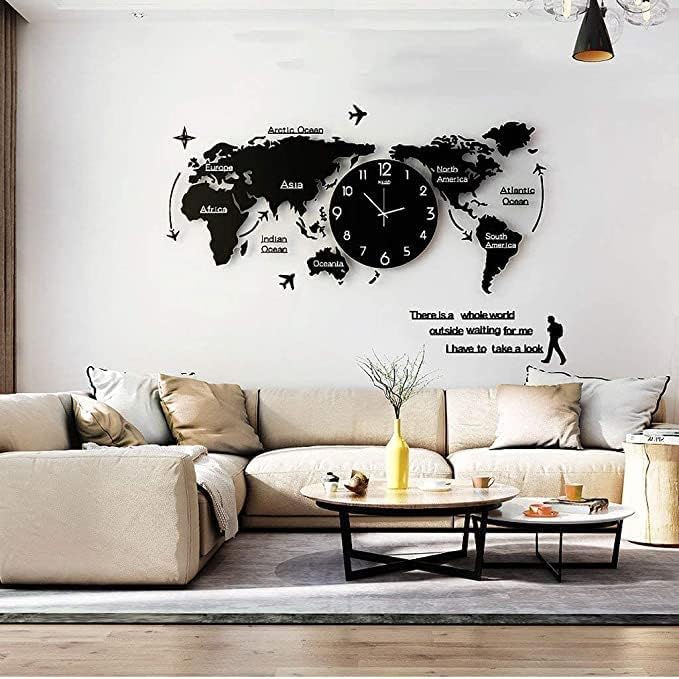 World Map Stylish 3D Wall Clock For Home Decor Living Room Bed Room Office Unique Clock Best Gift Item Best For Wall Decor