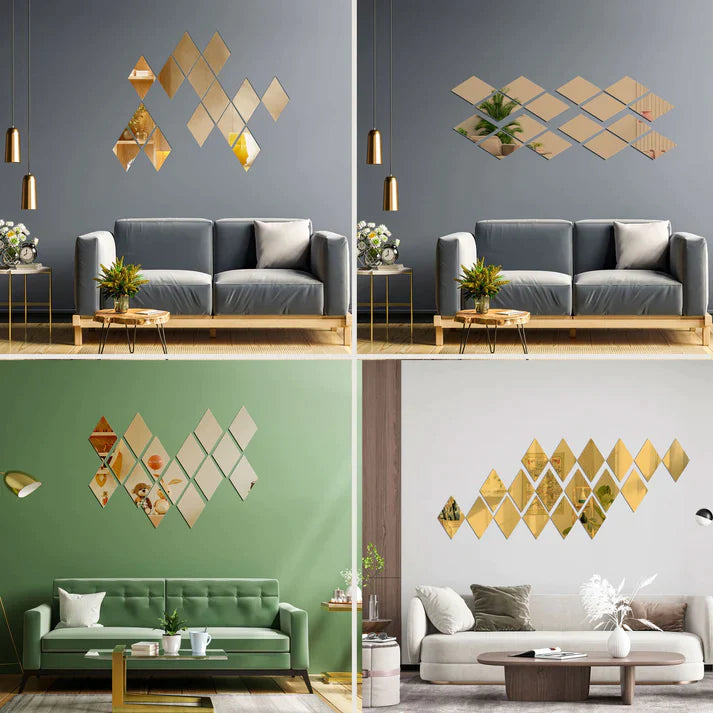 Acrylic Rhombus Mirror Wall Stickers