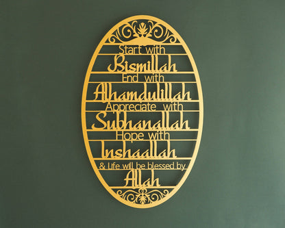 Start With Bismillah Metal Islamic Wall Art